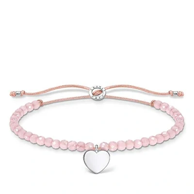 Image of Thomas Sabo 925 Sterling Silver Bead Heart Bracelet 13 20cm 20 cm Rose Gold