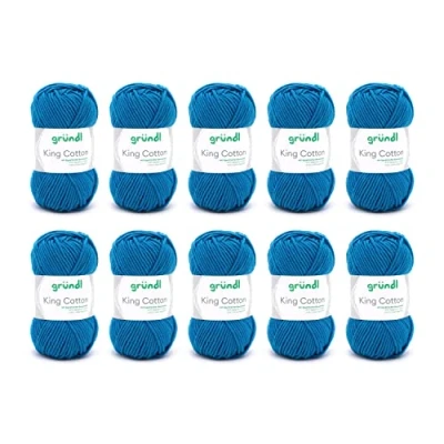 Image of Gründl King Cotton Medium Blue 55% Polyacrylic &amp; 45% 50g/78m Needle Size 6 7 10 x 50g
