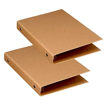 Image of Dzmuero a5 6 Ring Binder, Binder Folders, Hole, Kraft folders for Adding Brochure Cover Scrapbooking Papers Loose Sheets, 2 Pcs