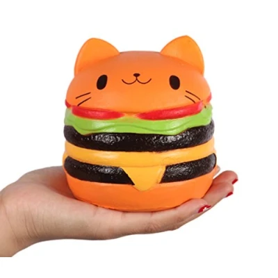 Image of Anboor Squishies Hamburger Cat Jumbo Slow Rising Kawaii Bread Toy Prime Cheap for Collection Gift,Color Random