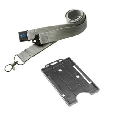 Image of 20mm Lanyard with Safety Break Away and Matching Single Vertical Card Holder (Grey)