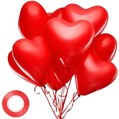 Image of Red Love Heart Shape Balloons Pack of 30 Latex 12&quot; Inch with Balloon Spare and Ribbon, Romantic Decorations for Birthday Parties, Weddings, Valentine, Anniversaries Celebrations