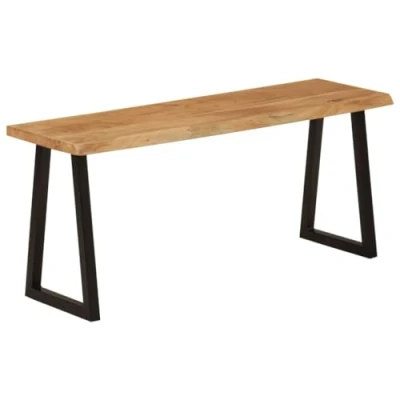 Image of vidaXL Solid Acacia Wood Bench 105 cm Live Edge Design with U shaped Steel Legs, Versatile Seating for Dining/Living/Hallway, Brown
