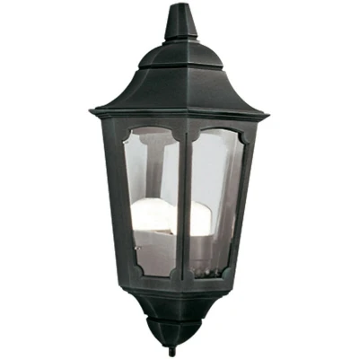 Image of Parish 1 Light Outdoor Wall Half Lantern Black IP44, E27
