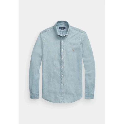 Image of Polo Ralph Lauren SLIM FIT Chambray Shirt Shirt, Men&#039;s, Size: XL, Medium wash