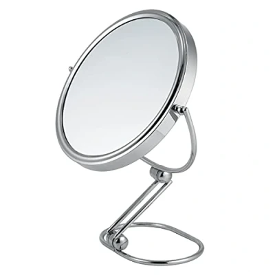 Image of VINN DUNN Folding Cosmetic Mirror 15cm With Magnifying Magnification 1X/3X Chrome, Pre Assembled Tilting Countertop Vanity Mirror, Dual Sided Makeup