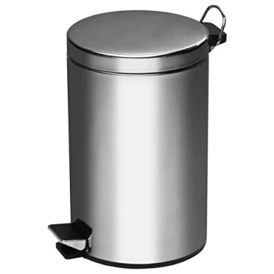 Image of Premier Housewares Pedal Bin Silver Kitchen Stainless Steel Bathroom Push Bins Recycling 5 L