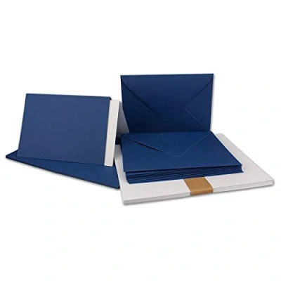 Image of Folded cards, DIN A6 C6, wet sealing, with inlay 50 Karten Sets dark blue