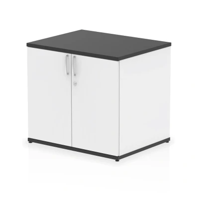 Image of Impulse 600mm Deep Desk High Cupboard Black and White