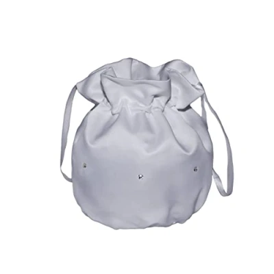Image of Flora Bridesmaid Bridal Handbag/Girl Holy Communion Dolly Bag,diamante (Silver)