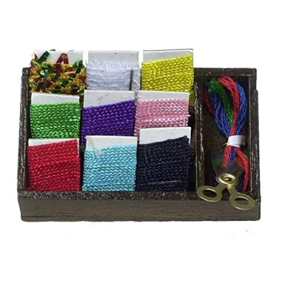 Image of Dolls House Miniature 1:12 Haberdashery Shop Sewing Room Accessory Display Box