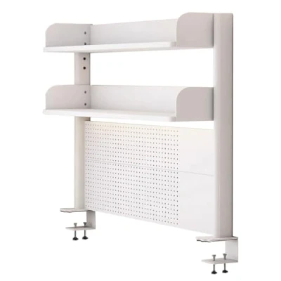 Image of Clamp on Desk Organizer Shelf, Extender Pegboard Workstation,Computer Accessories For Office, Privacy Panel Gaming Desk,Clamp Desktop Shelving System (white 60cm)