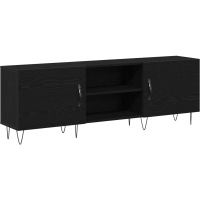 Image of vidaXL TV Cabinet Black Oak 150x30x50 cm Engineered Wood