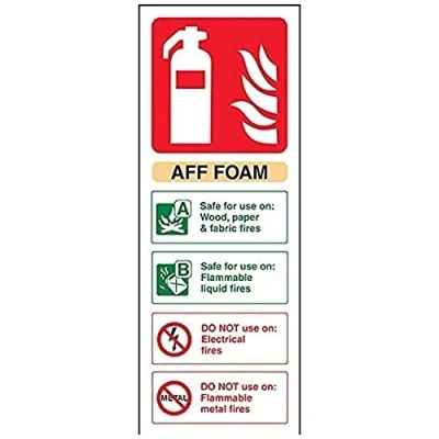 Image of V Safety Aff Foam Id Fire Extinguisher Sign 75mm x 200mm 1mm Rigid Plastic