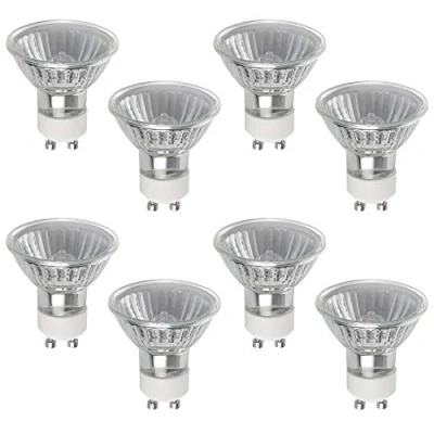 Image of GU10 50W Halogen Bulbs, Pack of 8 Spotlights, 220 240V, 2800K Warm White, 700 Lumens, 40 Beam Angle, Dimmable Lights Bulbs