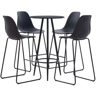 Image of vidaXL 5 Piece Bar Set Plastic Black