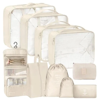 Image of SINZUX Packing Cubes for Suitcase Travel Organiser Bags Storage, 10 PCS Essentials Bag Clothes Shoes Toiletries Storage Bags, Suitcases Backpack Carry On Luggage