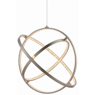 Image of Eternity Integrated LED Pendant Matt Nickel Plate &amp; Crystal (K5) Detail Dimmable IP20