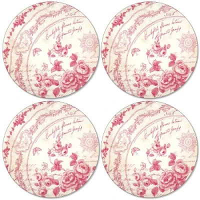 Image of Portmeirion Home &amp; Gifts Red Archive Round Placemats S/4 (s), Multi Coloured