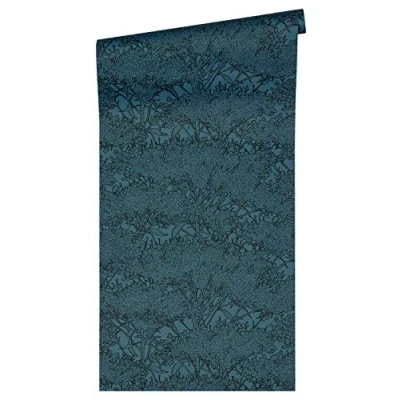 Image of A.S. Création Architects Paper Absolutely Chic 369726 36972 6 Non Woven Wallpaper with Floral Flowers 10.05 m x 0.53 Blue/Black Made in Germany