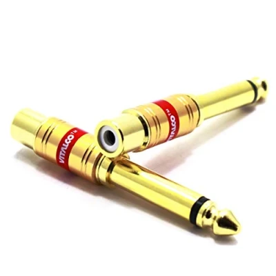 Image of VITALCO Jack 6.35mm Mono 1/4 Inch Male to RCA Phono Female Audio Adapter 2 Pack 6.35 Plug