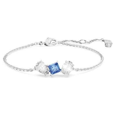 Image of Swarovski Mesmera Bracelet, White and Blue Crystals on a Rhodium Plated Chain, from the Collection