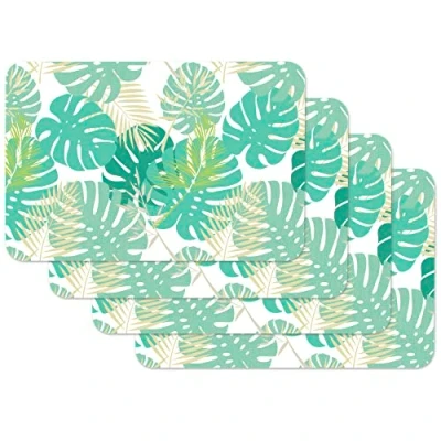 Image of Venilia Palm Tree Printed Placemat Dining Table Mat Rectangular 4 Piece 45x30cm 59107