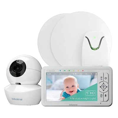 Image of Babysense HD Video Baby Monitor with Night Light Camera &amp; Medically Certified Movement Real Time No Breathing Motion Alerts, Tracks Irregularity, Non Contact, 2 in 1