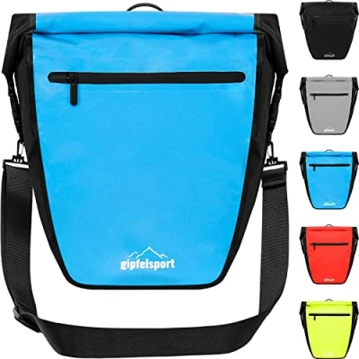 Image of gipfelsport Bicycle Bag for Pannier Rack I Bags Saddle with 21 L Volume Waterproof Reflective Blue