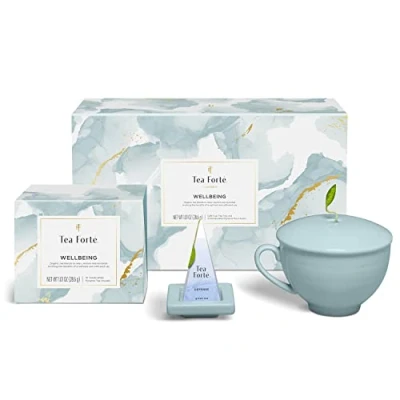 Image of Tea Forte, Soleil Gift Set with Cafe Cup, Tray and 10 Handcrafted Pyramid Infuser Bag (Wellbeing)