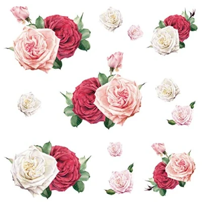 Image of DECOWALL DS 8041 Watercolour Rose (Small) Kids Wall Stickers Decals Flower Peel and Stick Removable for Nursery Bedroom Living Room Art murals Decorations