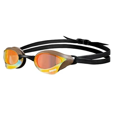 Image of arena Cobra Core Swim Goggles for Men and Women, Yellow/Choco/Copper, Swipe Anti Fog Mirror (NEW)