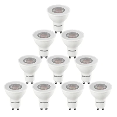 Image of paul russells GU10 LED Bulbs, 4W 345lumens, 50Watt Equivalent Halogen Spotlight Bulbs Replacement, 36 Narrow Beam, Bright Warm White 2700K, No Flickering, Energy Saving Non Dimmable, Pack of 10