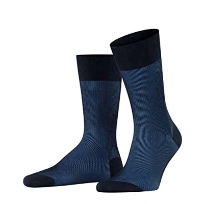 Image of FALKE Men&#039;s Fine Shadow M SO Cotton Patterned 1 Pair Socks, Blue (Dark Navy 6370), 8.5 9.5