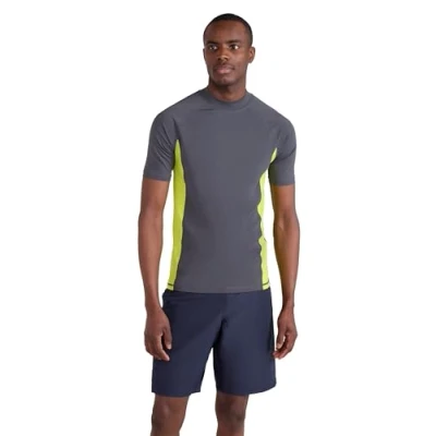 Image of Mountain Warehouse Mens UV Rash Vest Lightweight, Quick Drying &amp; Stretchy T Shirt with UPF 50+ Flat Seams for Spring Summer, Beach, Swimming Water Sports Carbon L