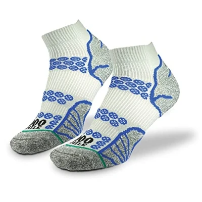 Image of 1000 Mile Lite Anklet REPREVE Mens Double Layer Blister Free Running Gym Socks Silver/Blue (Large / 9 11.5UK)
