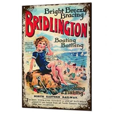 Image of Beenanas Bridlington Railway Vintage Metal Sign Retro Tin Holiday Plaque Advert