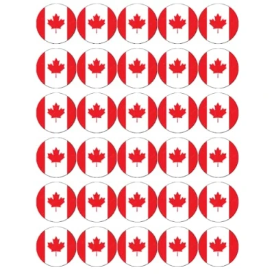 Image of 30 Canada Flags Cupcake Toppers Edible Wafer Paper Fairy Cake Birthday Decorations