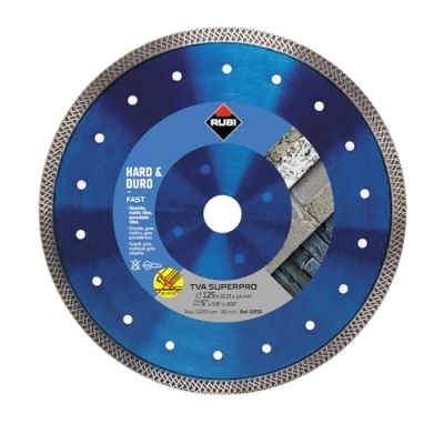 Image of RUBI Hard Materials Turbo Viper Diamond Blade Dry Cutting of Granite, Rustic Tiles, Klinker, Refractories, Slate and Porcelain Tiles Inside D.: 22,2 mm Outside 125 TVA SUPERPRO