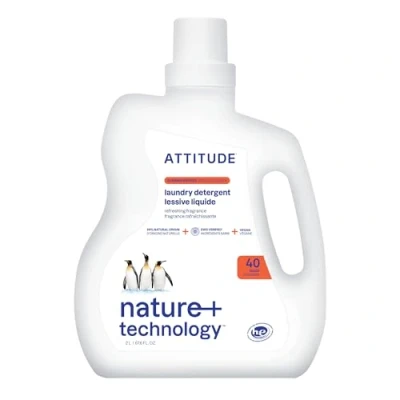 Image of ATTITUDE Liquid Laundry Detergent, EWG Verified Soap, HE Compatible, Vegan and Plant Based Products, Summer Berries, 40 Loads, 2 Liters