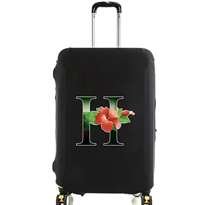 Image of initial letter Printed Design Travel Trolley Case Cover Protector Washable Suitcase Luggage Storage Covers for 18 28 inch (M (22 25 Luggage), Flower color H)