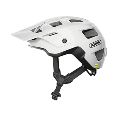 Image of ABUS MTB helmet MoDrop MIPS robust bike with impact protection for mountain bikers individual fit unisex shiny white, size S