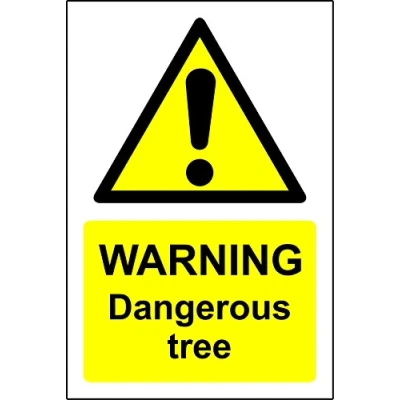 Image of Warning dangerous tree Safety sign 1.2mm Rigid plastic 300mm x 200mm