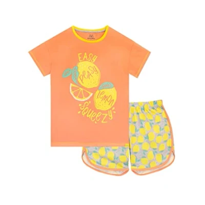 Image of Harry Bear Girls Short Pyjamas Lemon Orange 11 12 Years
