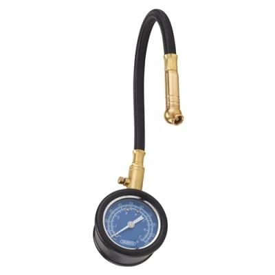 Image of Draper Tyre Pressure Gauge with Flexible Hose