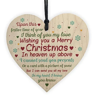 Image of RED OCEAN Memorial Christmas Tree Decoration Bauble Xmas Gift Wooden Hanging Sign Rememberance Plaque Ornament