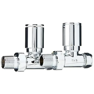 Image of Keenware KRA 002 Straight Radiator &amp; Towel Warmer Valves, Chrome