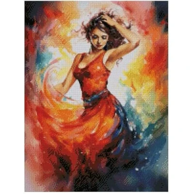 Image of A Salsa Dancer Counted Cross Stitch,14 Count 100% Cotton,2150x200 Stitch, 26x 36cm,Cotton People Stitch Kits