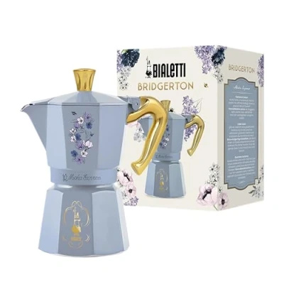 Image of Bialetti MOKA EXPRESS BRIDGERTON 6 CUPS ANTI SCALD HANDLE NOT INDUCTION (270ml) ALUMINIUM