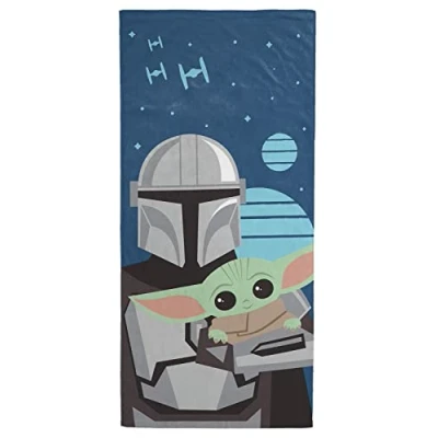 Image of Jay Franco Star Wars The Mandalorian He&#039;s With Me 71cm x 147cm 100% Cotton Beach Towel